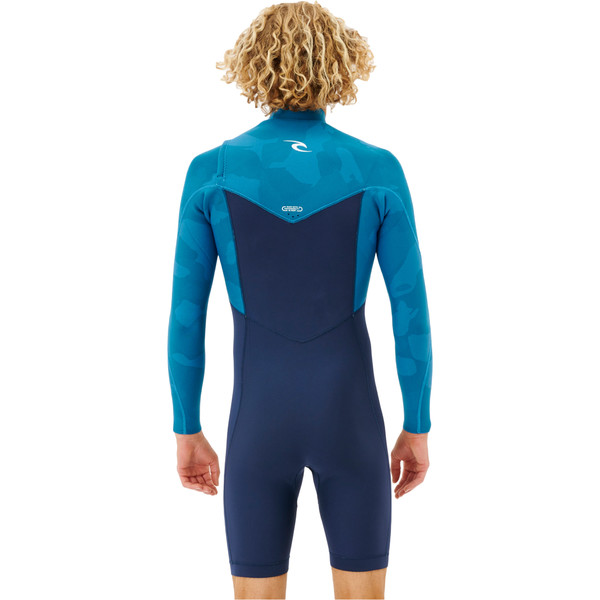 2022 Rip Curl Mens Dawn Patrol Eco 2mm Long Sleeve Shorty Wetsuit Wsp9hv Blue Wetsuit Outlet